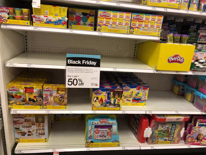 I was shocked to see this Play-Doh shelf cleared out just 11 minutes after the store opened.