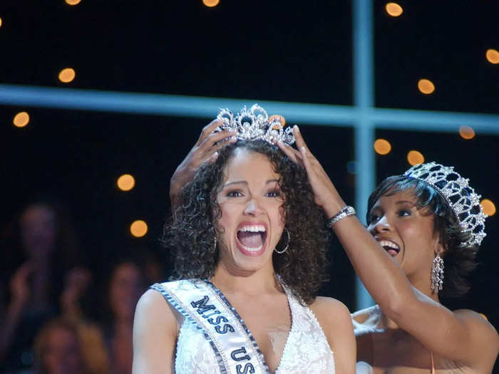 Susie Castillo had her crowning moment at the Miss USA 2003 pageant in a semi-sheer lace gown.