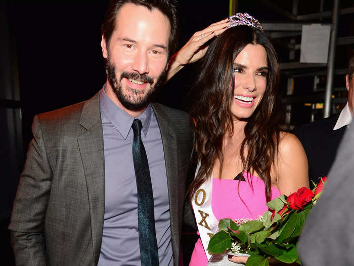 In 2014, Reeves helped present Bullock with the "Decade of Hotness" award at Spike TV