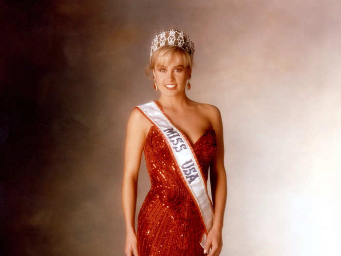 Kelli McCarty of Kansas wore this sparkling red gown when she became Miss USA in 1991.