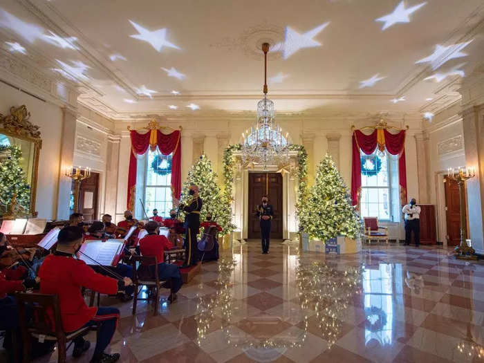 Over 6,000 feet of ribbon, 300 candles, 10,000 ornaments, and 78,750 holiday lights were used to decorate the White House.