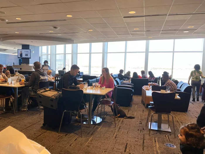 Whenever I travel, I try to leave enough time to go to the Priority Pass lounge, though I have had issues this year getting in because of capacity. I was worried about this in Atlanta, but there was no wait to enter and we easily found a table.