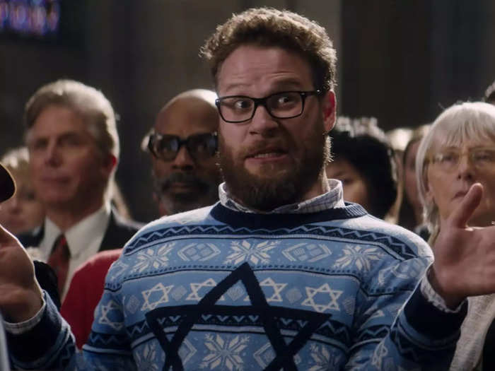 Seth Rogen plays a Jewish character, complete with a Hanukkah sweater, in "The Night Before" (2015).