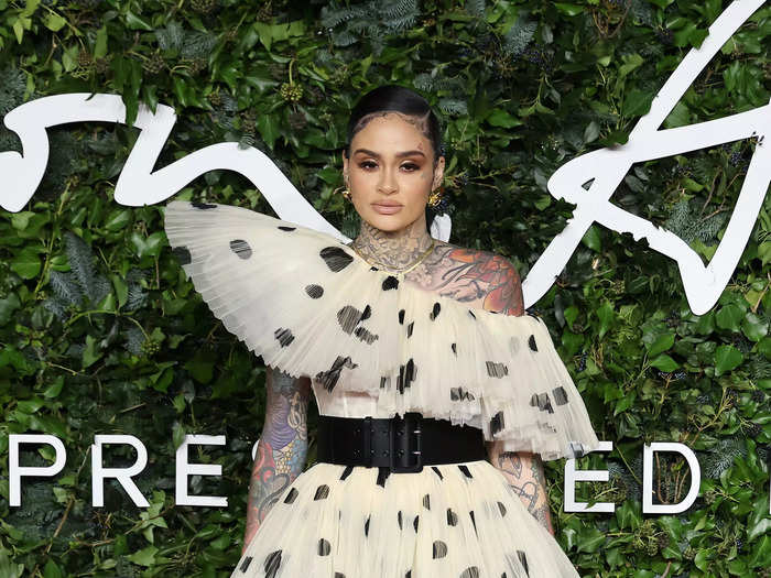 Kehlani wore a polka-dot gown made up of layers of tulle on the red carpet.