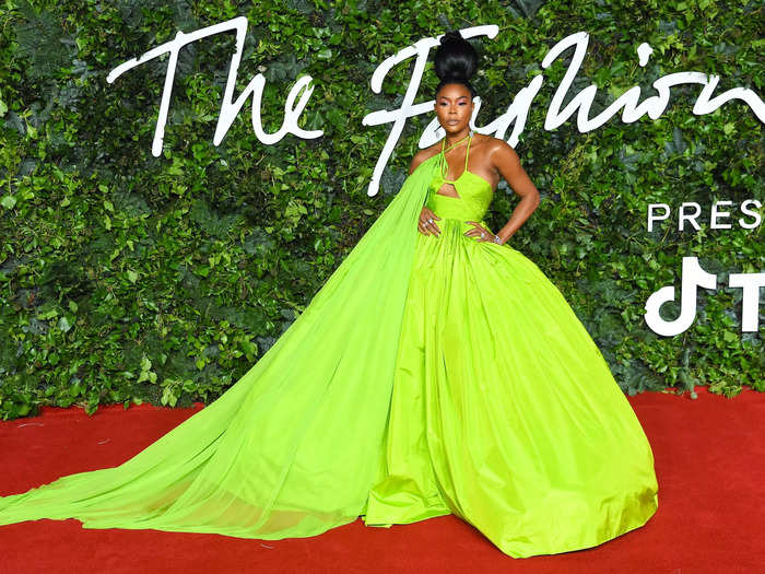 Gabrielle Union wowed in a neon-green Valentino couture gown.