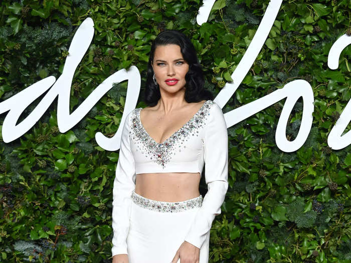 Adriana Lima looked like an edgy angel in this two-piece Celia Kritharioti dress.