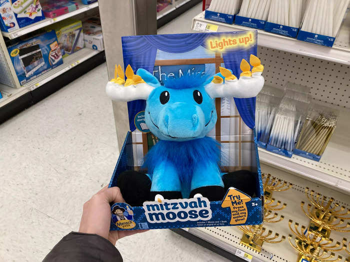 They even had a "Mitzvah Moose," a blue stuffed animal with light-up candles on its antlers.