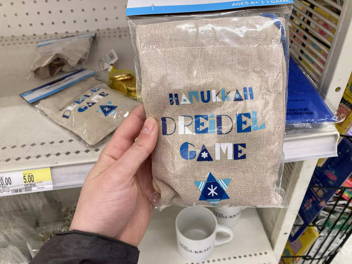 The Hanukkah section featured a dreidel game set for $5.