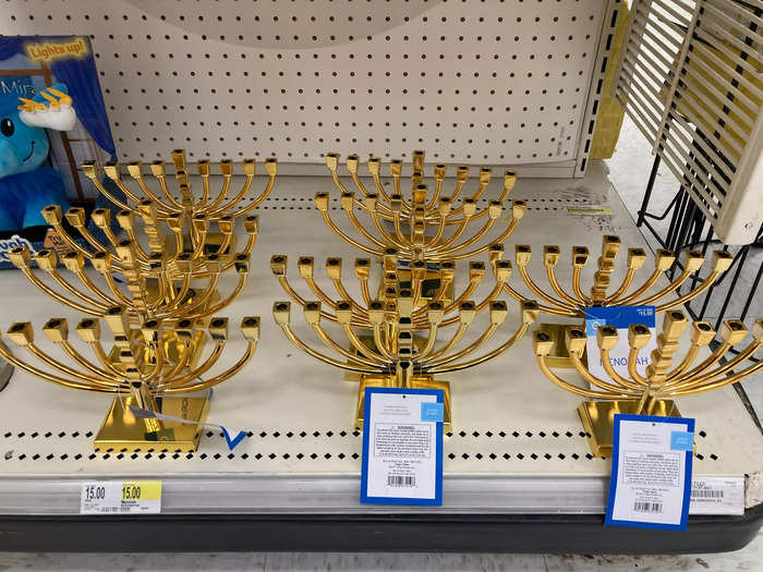 They had a plethora of gold menorahs retailing for $15, as well as candles.