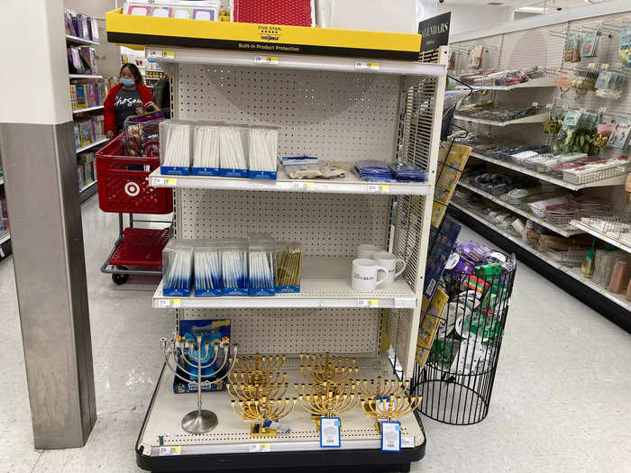 Finally, a third Target employee looked up where to find the Hanukkah shelves and located them tucked away at the end of an aisle.