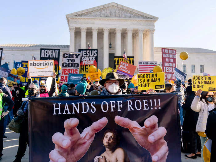 Protesters who support the right to abortion also visited the Supreme Court.