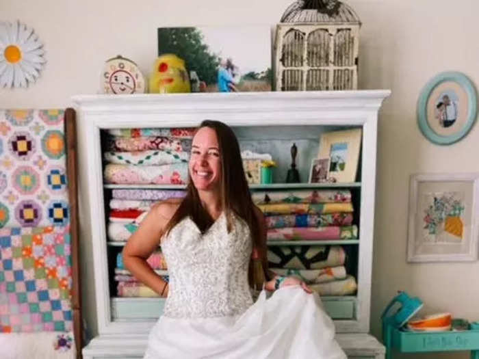 Trantham bought the $22 wedding dress at Savers. She thought it would be a fun piece to transform because it had so much fabric.