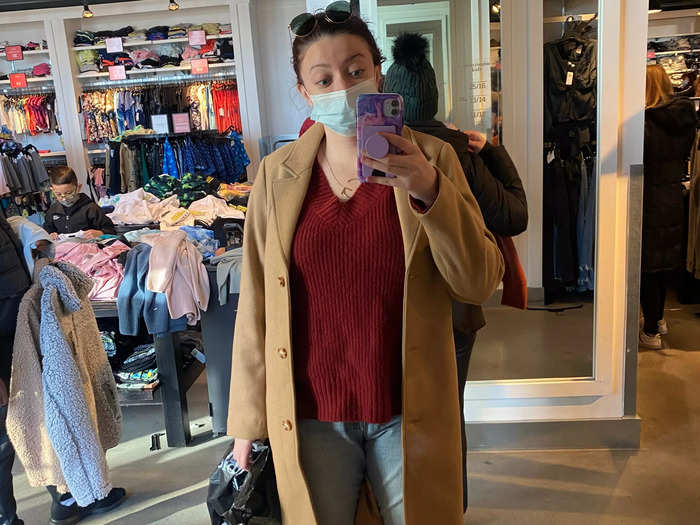 I tried on this camel coat and actually ended up buying it.