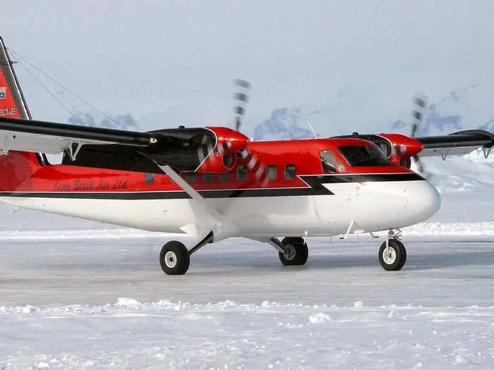 The De Havilland Twin Otter and Basler turboprops are used for domestic flights within Antarctica. They can carry cargo and land on either ice or snow.