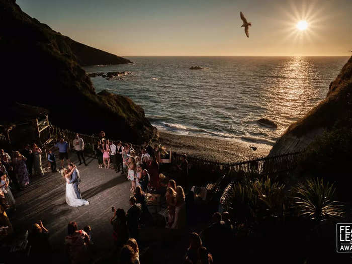 Stunning views and wide shots make for unique wedding photos.