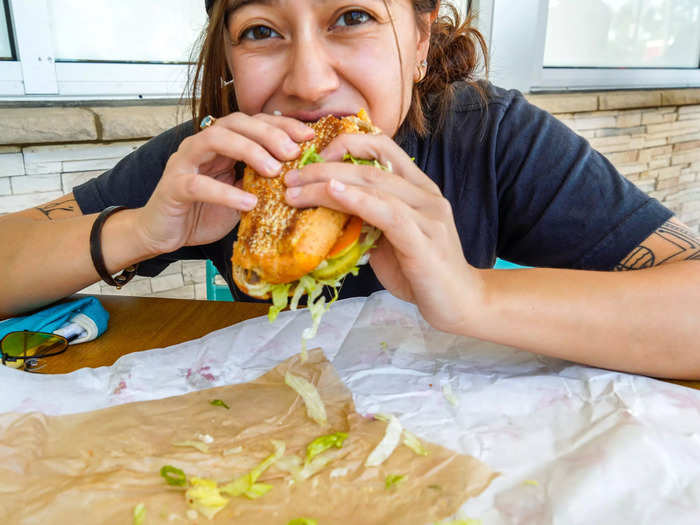 I snagged a table outside, and when I bit into the sandwich, I was blown away by the flavors. The garlic aioli and everything seasoning were excellent additions, in my opinion.