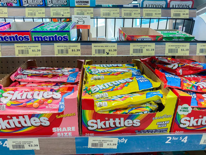 I noticed that Skittles were two for $4, and they had flavor packs I hadn