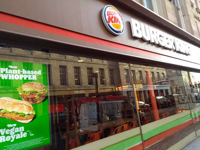 What I did notice, though, was the stripes around the bottom of the store windows, designed to look like its flagship Whopper burger.