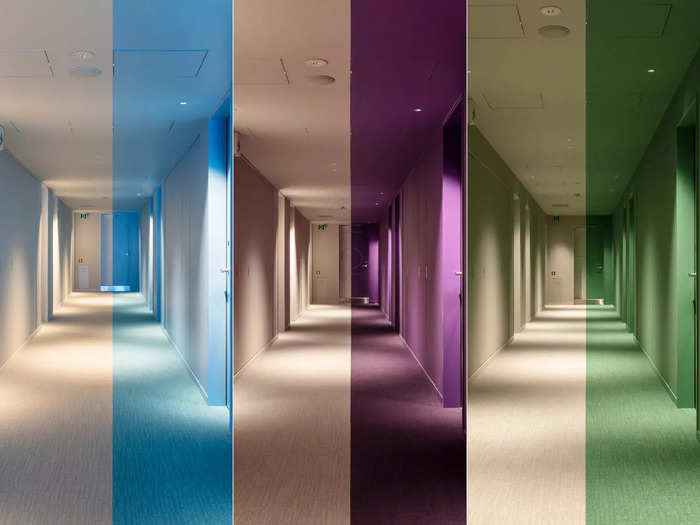 Every floor in the hotel was designed to be two-toned, with a different color combination.