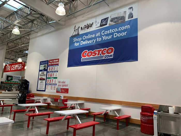 Just past the checkout lanes, the food court sells food and drinks, and tables have returned since early COVID restrictions.