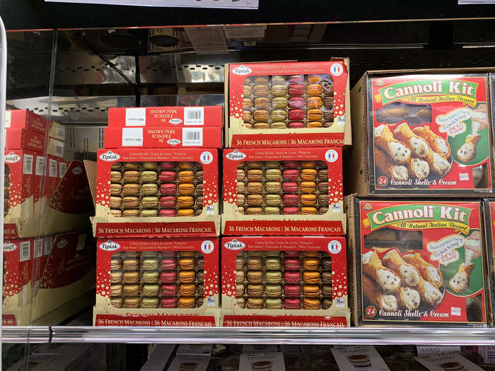 Costco changes out inventory to go with the season, in this case a cannoli kit, macarons, and other holiday dishes to share.