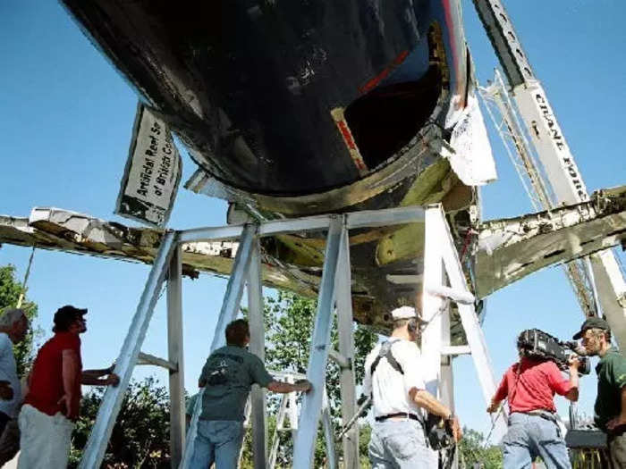 As a solution, Robins explained the organization designed a unique cradle system mounted on 11-foot stands built with marine-friendly aluminum material. The system was attached to the aircraft and sunk as one unit.