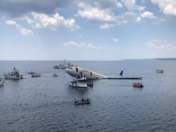 The huge jet took two and a half hours to sink and was done to draw more diving tourism to the country. At 75-feet deep, the A300 is easily reachable by experienced divers.