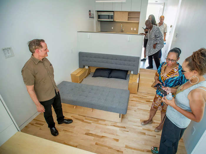 The Healthy Housing Foundation installed a 352-square-foot model micro home to showcase unique solutions that could help solve the affordable housing crisis in Los Angeles.