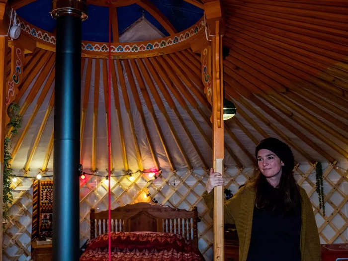 Chris Heijmans and her husband Rick de Vries sold their home and moved into a yurt in Riel, Netherlands, to save money during the COVID-19 pandemic, Getty reports.