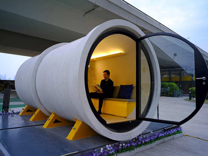 Other unique tiny home concepts have been popping up in Hong Kong, like the OPod tube home, built out of a giant drainage pipe.