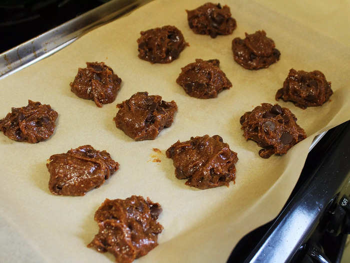 I spooned my dough out onto a baking sheet lined with parchment paper.