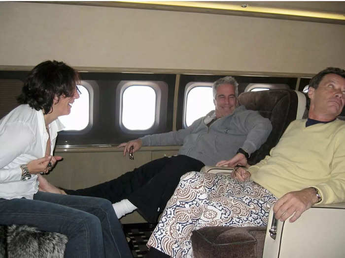 A series of photos showing Ghislaine Maxwell giving Jeffrey Epstein a massage on a jet were entered into evidence during Maxwell