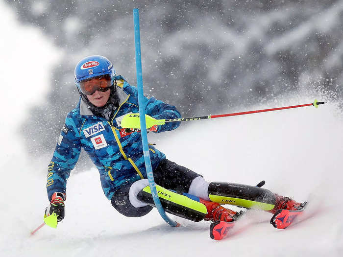 11/11: Mikaela Shiffrin of Team USA skis during a Slalom Training session at Copper Mountain Resort in Colorado.