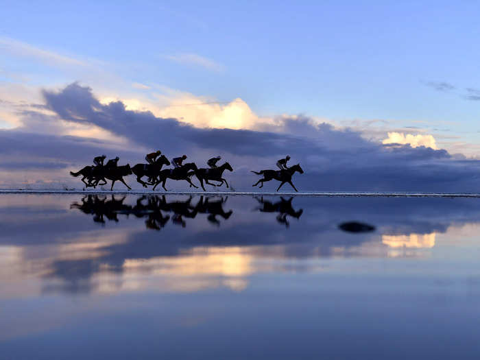 In Ireland, the annual Laytown horse races on the beach took place after being canceled for two years because of the pandemic.