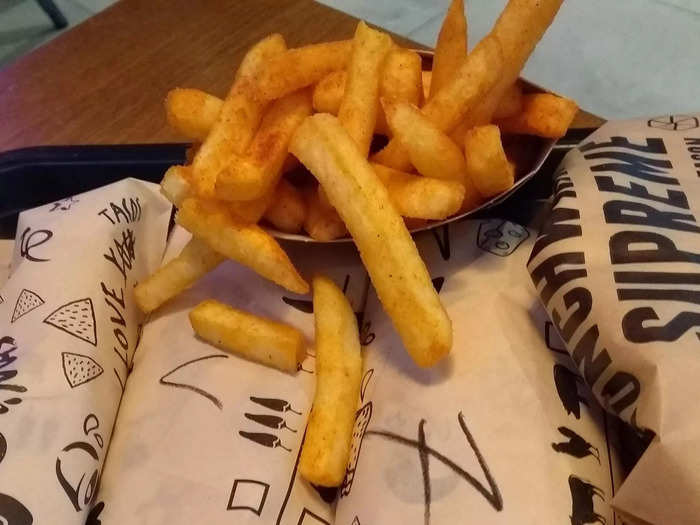 The fries were only £1 ($1.32) for a portion similar in size to what you