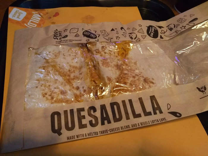 Some dishes, like the Quesadilla and the Crunchwrap Supreme, had their own special packaging.