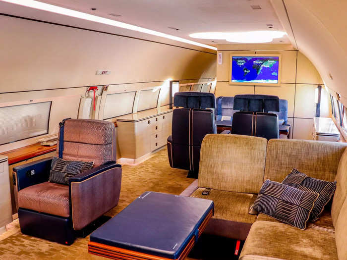 Seven seats on a Boeing Business Jet takes up noticeably less overall space than it does on a smaller private jet, which is one of the selling features of the aircraft.