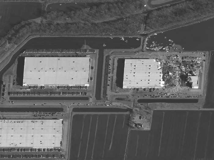 Satellite captures the aftermath of the historic tornado, which hit the Amazon facility in Edwardsville