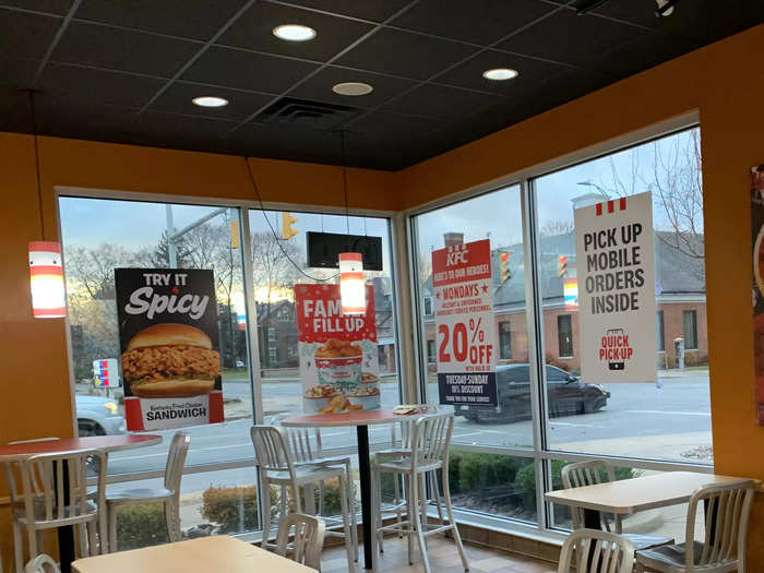 Inside, the restaurant was decorated in signs promoting the spicy chicken sandwich, which I was there to try.