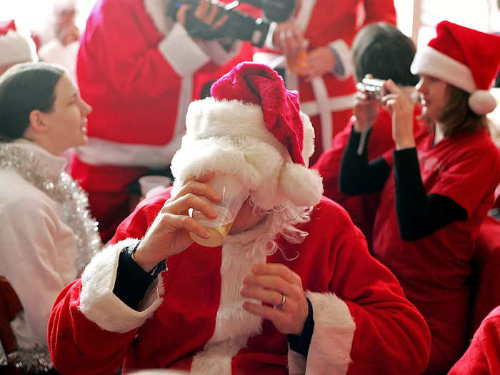 Getting drunk dressed as Santa is one festivity that