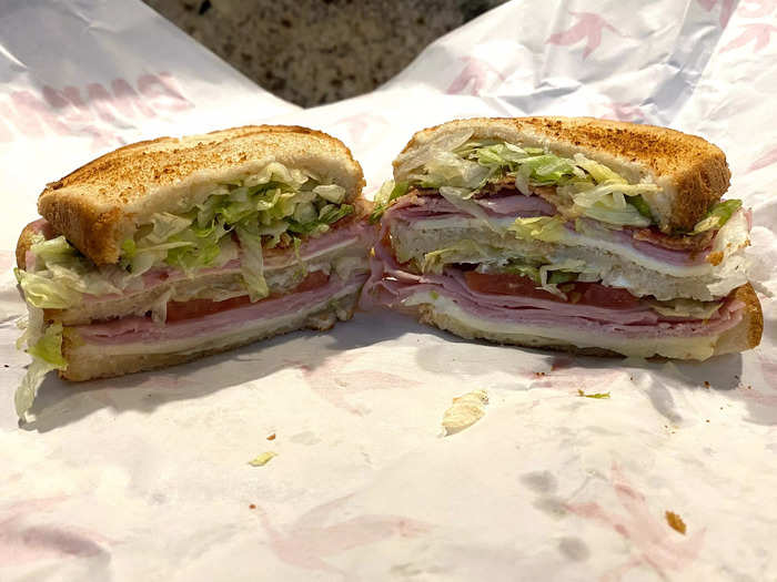 The ham-and-Swiss club was one of the best items on the menu.