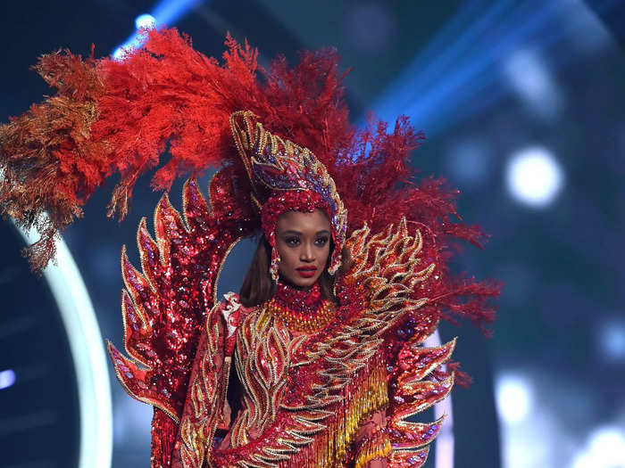 Miss Curaçao Shariëngela Cijntje brought the fire to the Miss Universe National Costume Show.