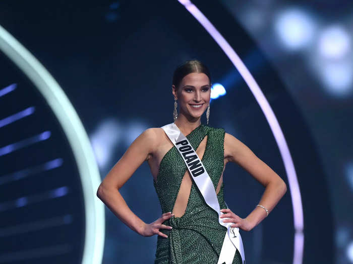 Miss Poland wore a sparkly green dress for the 2021 Miss Universe pageant.