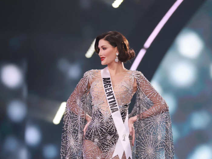 Miss Argentina Julieta García sparkled in a gown made of sheer fabric.