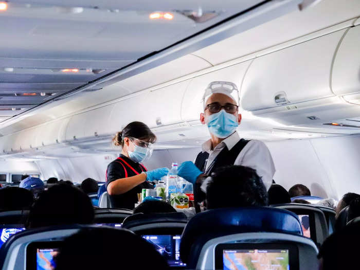 Flight attendants performed the second and final drink service of the flight around an hour before landing in Tijuana as the flight neared its inevitable end.