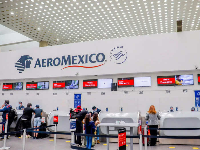 The check-in desk for Aeromexico, as the largest airline in Mexico City