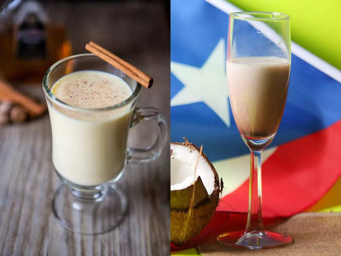 Coquito is a staple beverage to have at any Puerto Rican Christmas and looks a bit like eggnog.