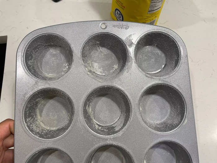 The second big twist is covering each muffin pan cup with granulated sugar.