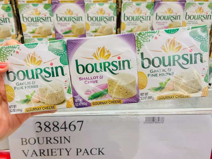 Boursin cheese is one of my holiday musts, and Costco sells variety packs.