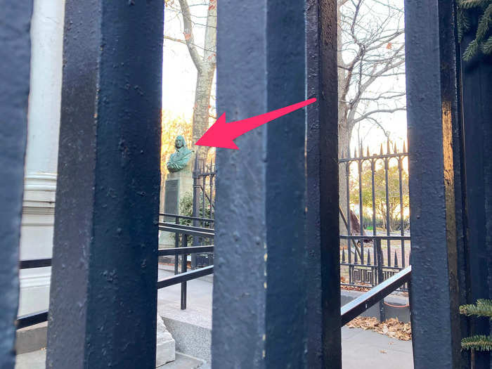 The church was closed to the public, but we were able to see the bust of Stuyvesant through the gate.